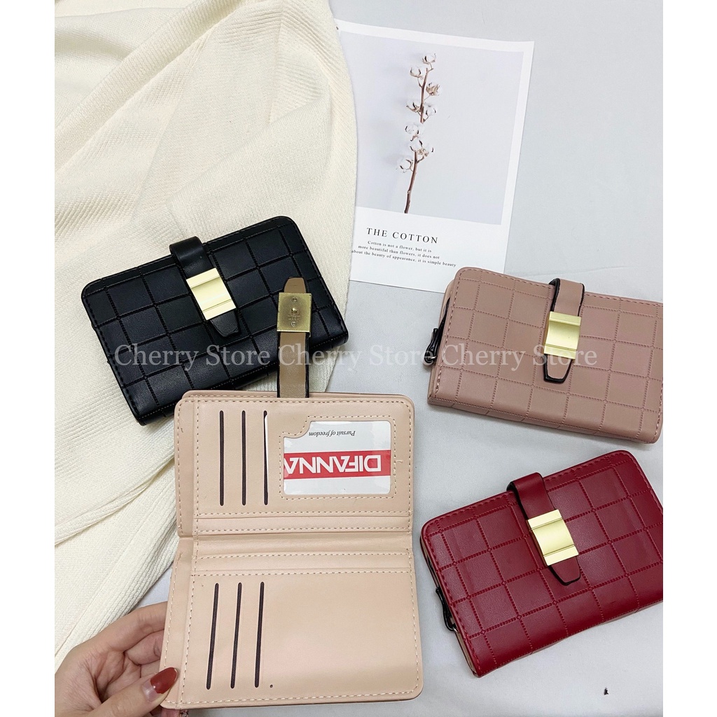 Ví nữ ngắn dáng gập nhỏ gọn tiện lợi họa tiết kẻ ô vuông cực xinh xắn trẻ trung [ẢNH THẬT TỰ CHỤP] #819-29