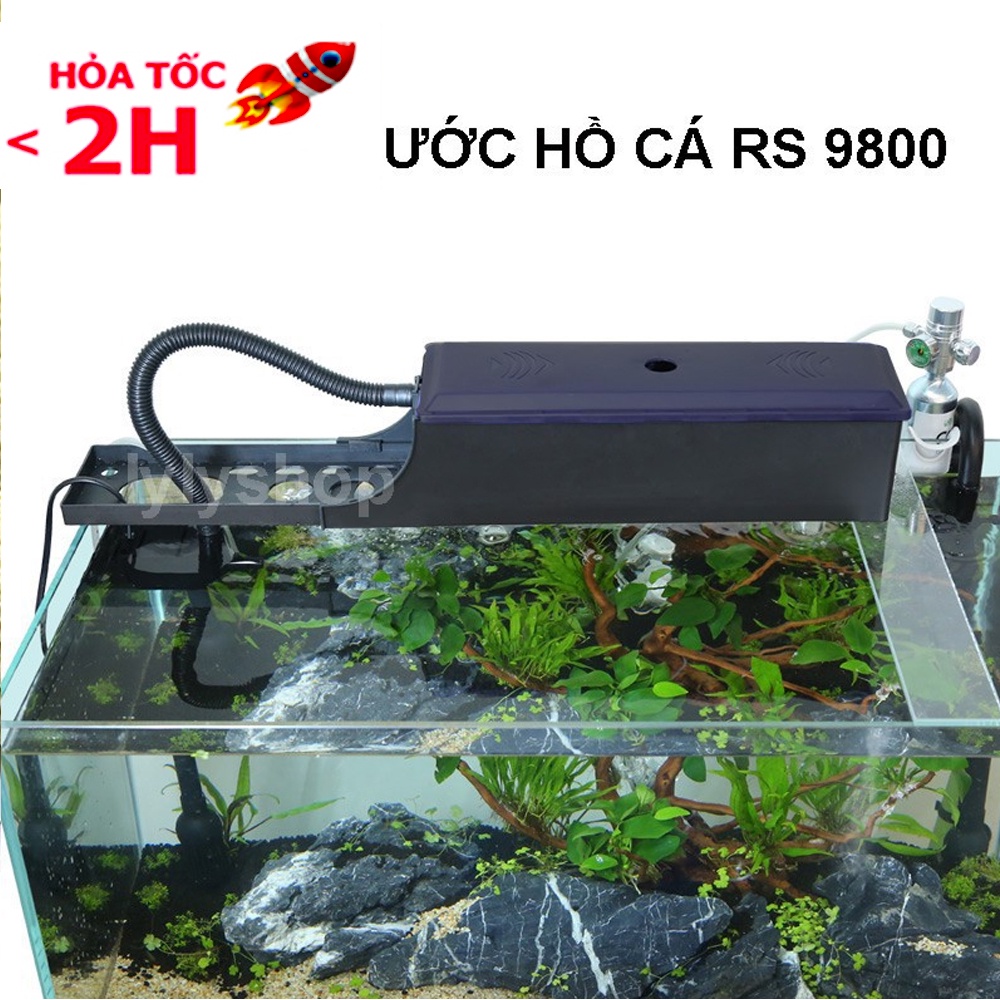 Máy lọc nước hồ cá, bể cá cảnh RS 9800 (Đen). Hàng mới nhất 2020