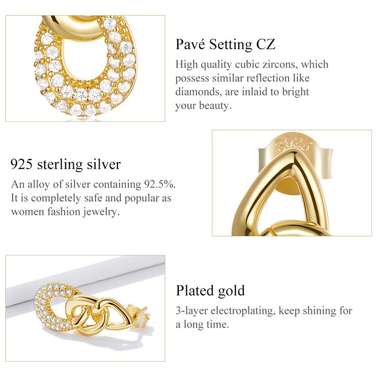 Đôi bông tai Bamoer Bse545 bạc 925 đính zircon quà tặng trang sức nữ