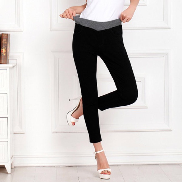 Quần legging big size thun đẹp màu đen size lớn 32 cho người 60-70kg