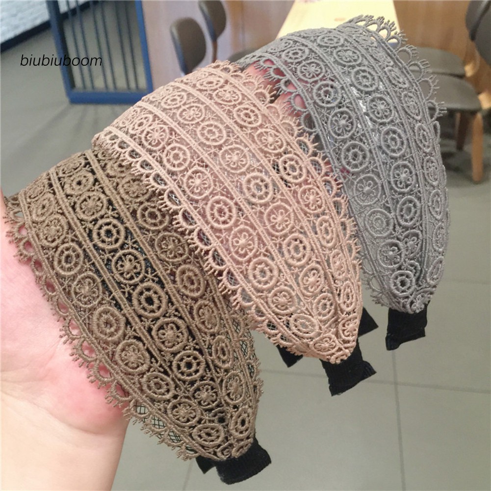 Băng đô cài tóc phối ren hoa tinh tế thời trang cho nữ