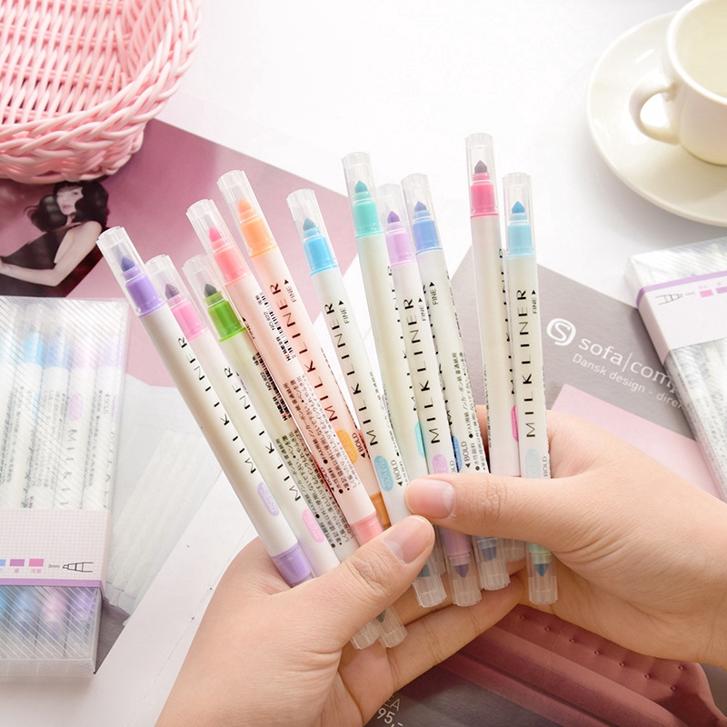 ZEBRA MILDLINER TWIN TIP Pen Highlighter Kepala Ganda 12 Warna Untuk Pelajar