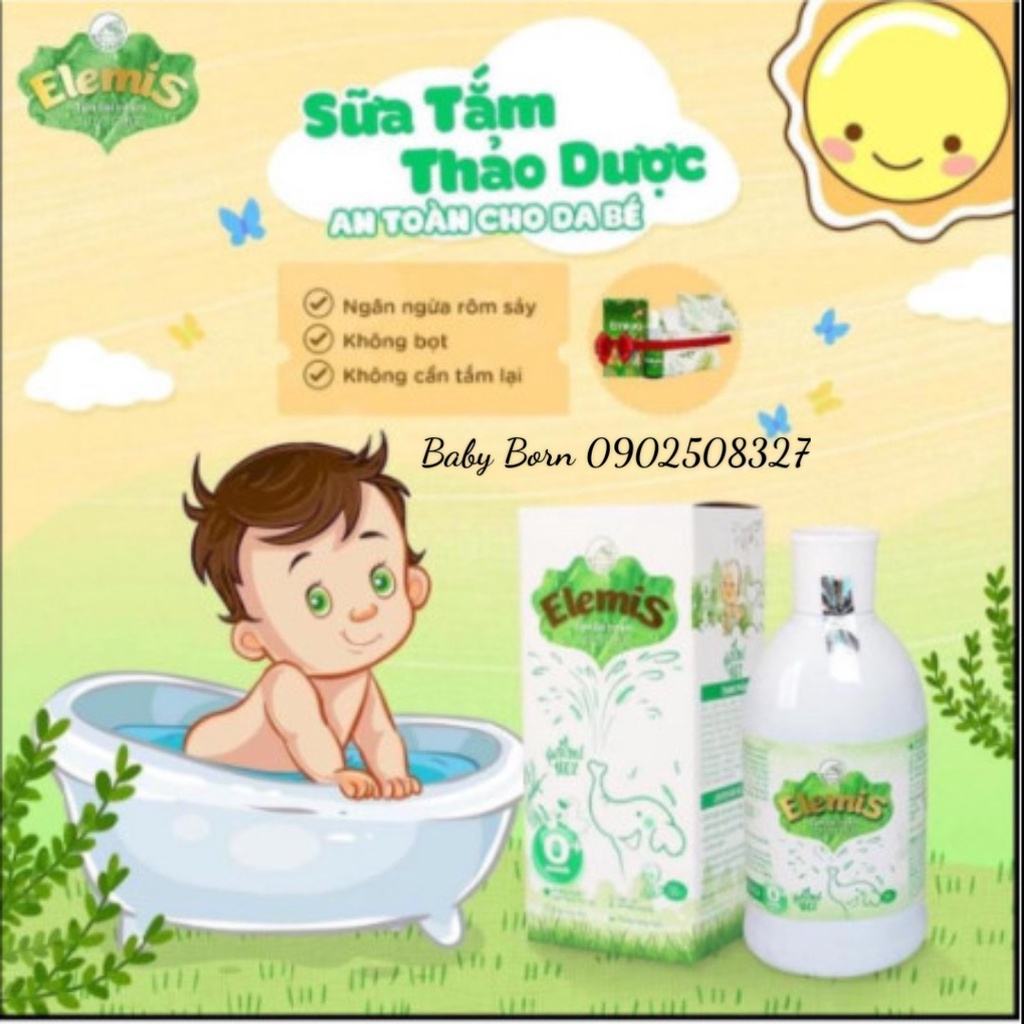 Sữa tắm/ Nước tắm gội thảo dược Elemi 200ml, An toàn - bảo vệ làn da cho bé từ sơ sinh