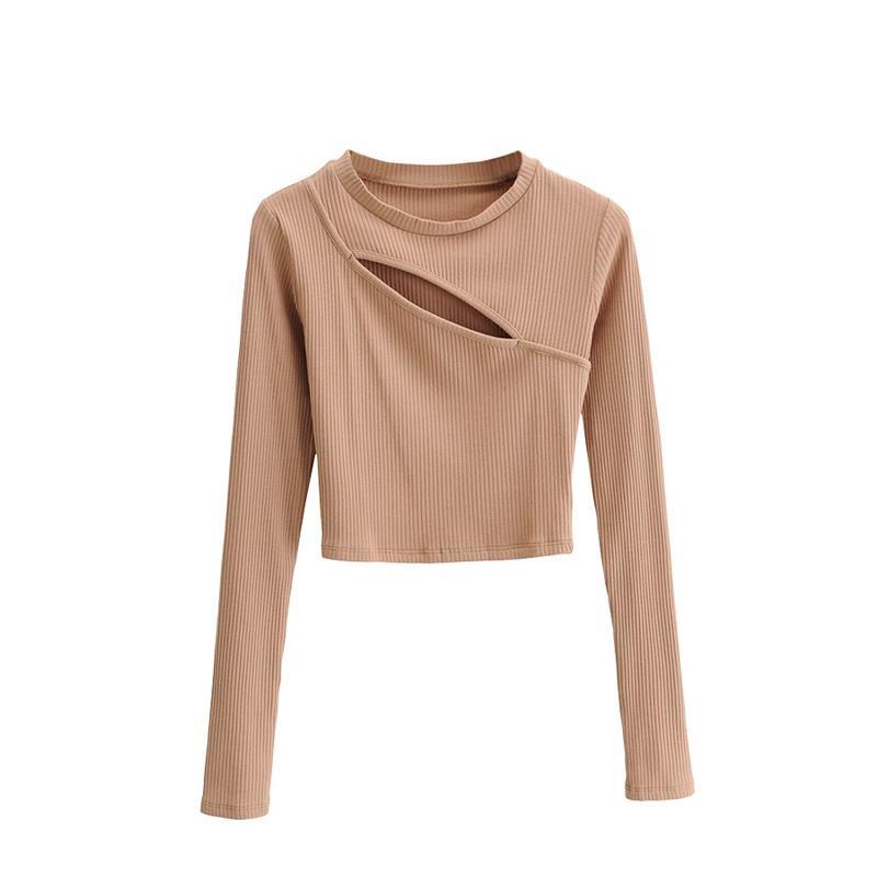 COZOK Áo Thun Dài Tay Vải Mỏng Khoét Ngực Gợi Cảm