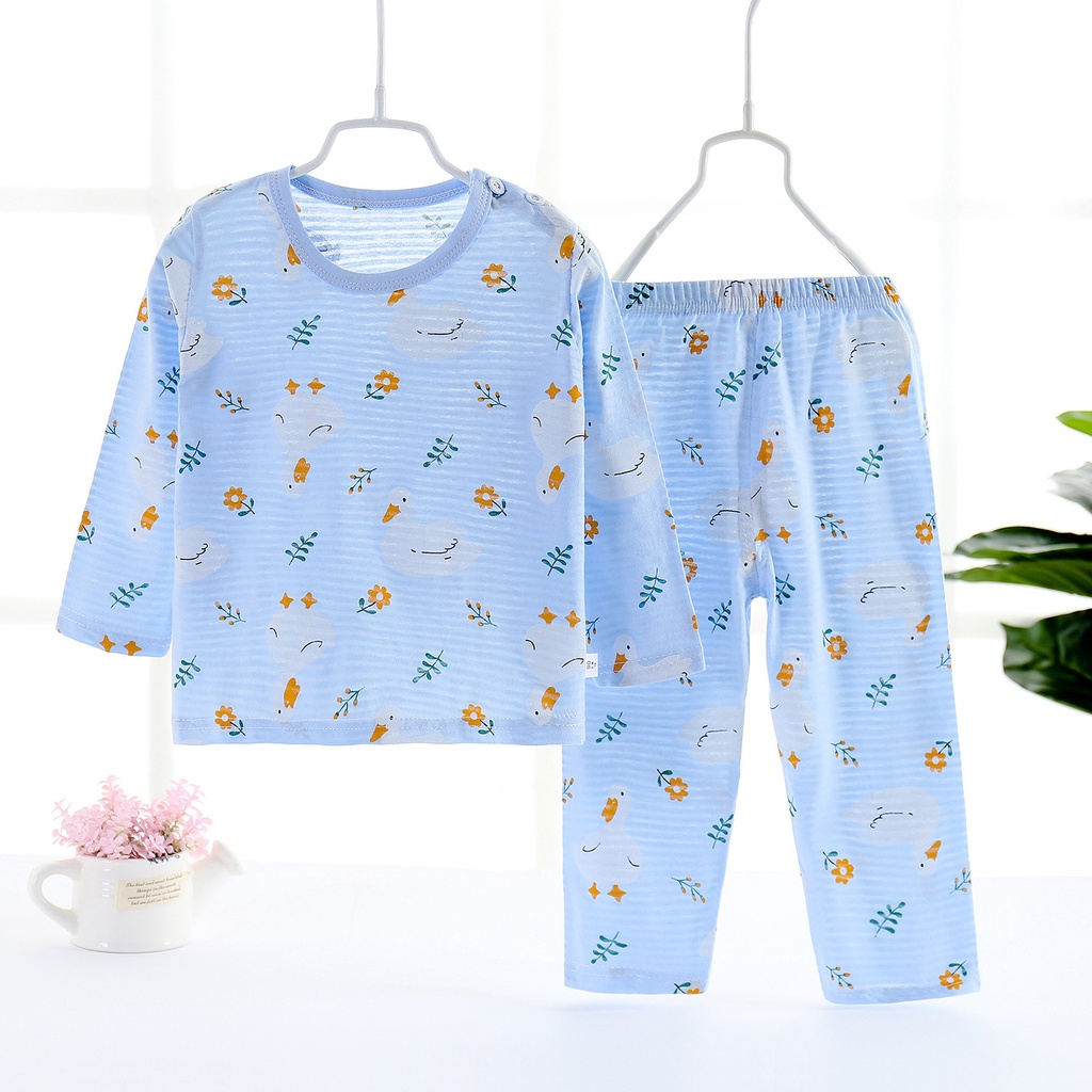 Đồ bộ bé trai bé gái KiXi bộ thu đông chất liệu cotton sợi tre hoạ tiết bộ dài tay cho bé trai bé gái CMQAD01