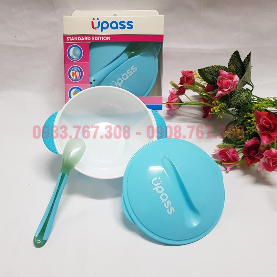 Bộ Bát Ăn Dặm Chống Đổ Kèm Thìa Báo Nóng Upass - Được Chọn Màu