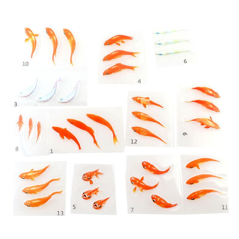 Bộ 12 Miếng Dán 3 Chiều Hình Cá Vàng