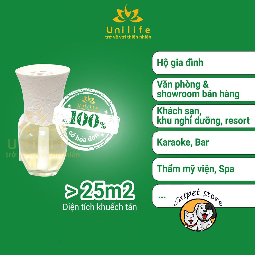 Máy xông tinh dầu Unilife [ TẶNG TINH DẦU HOA NGỌC LAN 30ml ] Chính hãng BH 12 Tháng - Khử mùi hôi chó mèo
