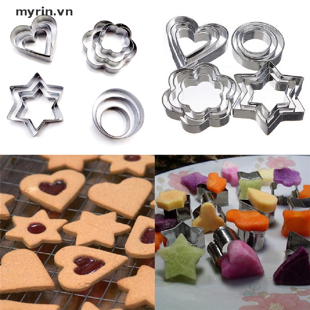 1 Set / 12 Khuôn Cắt Bằng Thép Không Gỉ Tạo Hình Trứng Độc Đáo