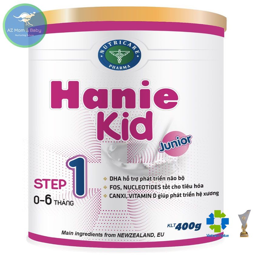 Sữa bột Hanie Kid 1 dành cho trẻ biếng ăn &amp; suy dinh dưỡng 0-6 tháng tuổi (400g)