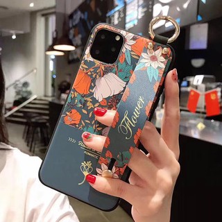 Ốp điện thoại in hoa bằng TPU mềm có dây đeo dành cho iphone 11 11pro 11promax