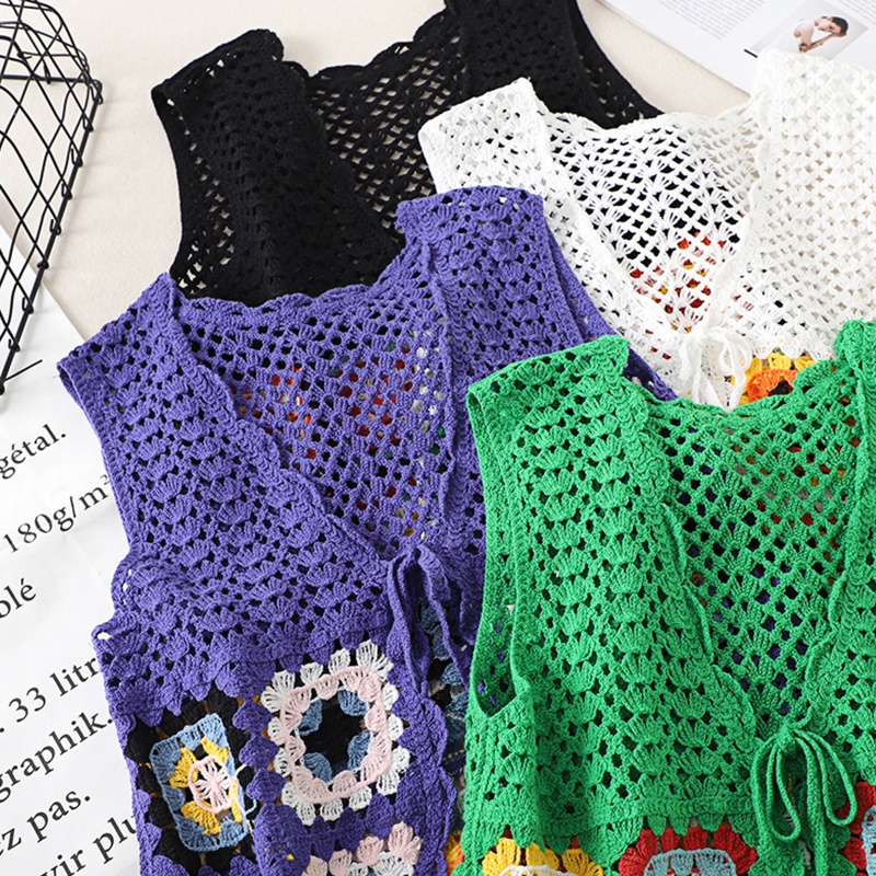Áo Khoác Cardigan Đan Len Không Tay Dây Buộc Trước Hở Ngực Phong Cách Dân Tộc Dành Cho Nữ