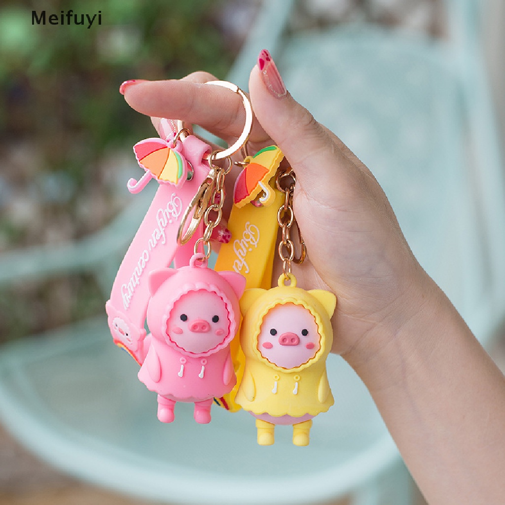 Móc khóa hình chú heo mặc áo mưa bằng kim loại dễ thương VN439