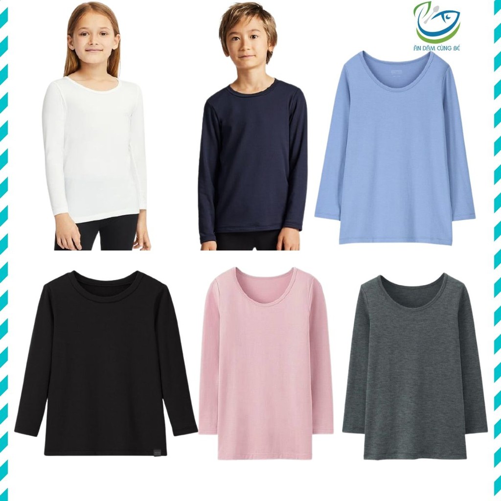 Áo giữ nhiệt bé trai bé gái Heattech Uniqlo cổ tròn đủ size nhiều màu chất lượng cao Nhật Bản chính hãng 20000