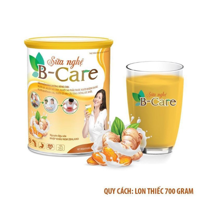 Sữa nghệ B-CARE lon 400gr, B CARE hỗ trợ bổ sung dinh dưỡng, tăng cường sức khỏe cho người già, sau sinh, dạ dày, mỡ máu