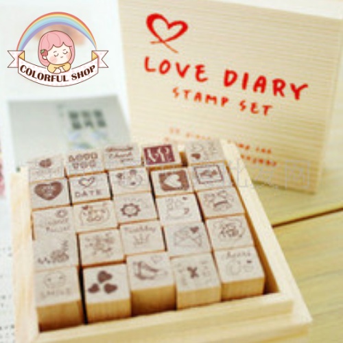 Bộ Con Dấu Gỗ Hình Hoạt Hình Nhỏ Xinh Dễ Thương Trang Trí Lịch Sổ Nhật Ký Thiệp Các Loại
