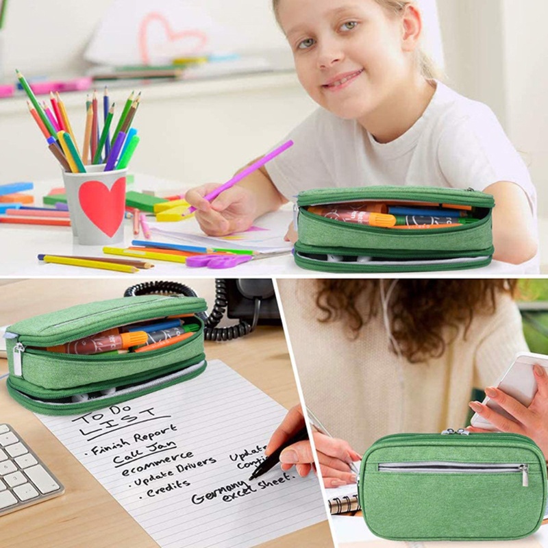 Hộp Đựng Bút Ba Ngăn Sức Chứa Lớn Dành Cho Học Sinh / Văn Phòng