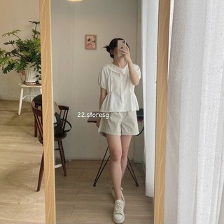 Set áo cổ sen và quần short