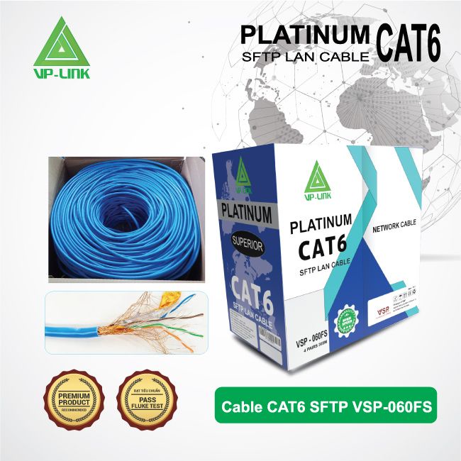 Cuộn dây cáp mạng VP-LINK Cat6 SFTP 305m - Hàng Chính hãng - dây mạng, cáp lan, dây lan