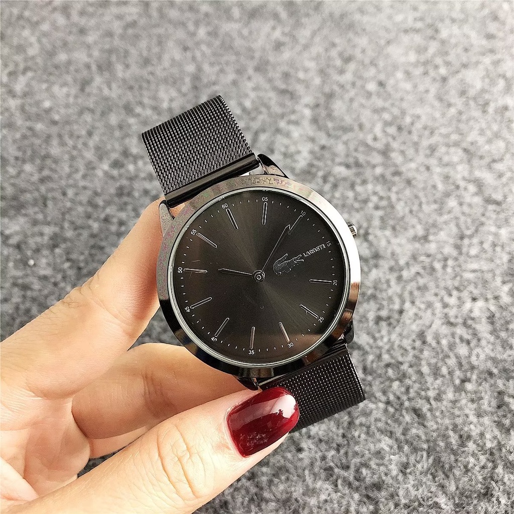 Đồng Hồ Đeo Tay Lacoste Mặt Tròn Đính Kim Cương Dây Da Dành Cho Cặp Đôi