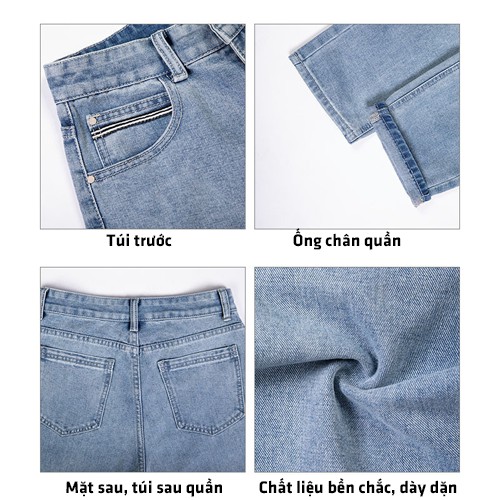 Quần Bò Jean Baggy Ống Suông Đẹp, Rộng Nam Nữ Phong Cách Hàn Quốc Hottrend 2021 Chất Liệu Dày Dặn - 112