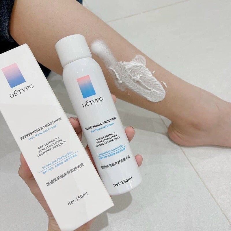 Xịt tẩy lông DETVFO không đau lành tính dịu nhẹ kem tẩy lông nách, tay, chân, lưng dạng xịt 150ml