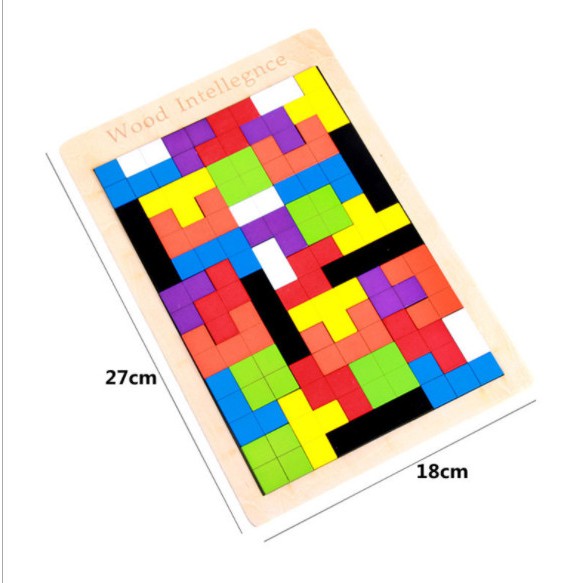 Đồ Chơi Gỗ Montessori - Bảng Xếp Hình Bằng Gỗ Tetris Cao Cấp