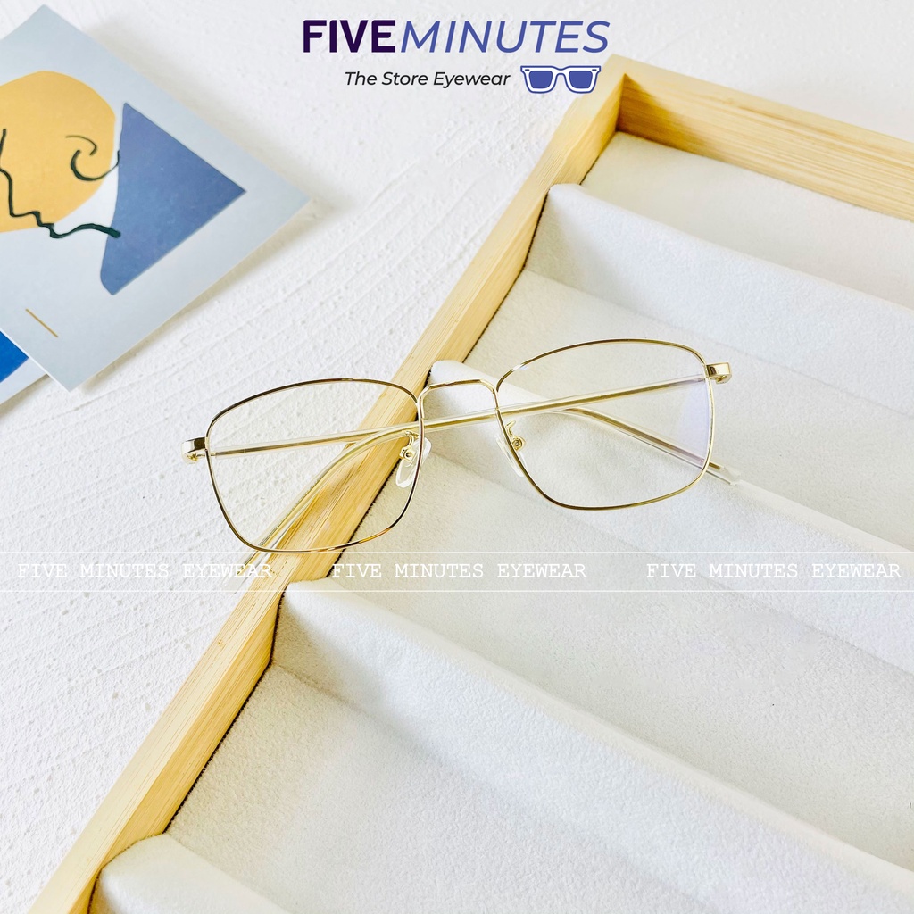 Gọng kính nam nữ, kim loại mảnh nhẹ dáng vuông bầu 8818 Siêu hot 2022 - Five Minutes Eyewear