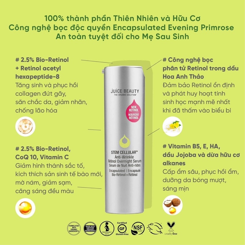 tinh chất hữu cơ juice beauty - serum tái tạo chống lão hoá