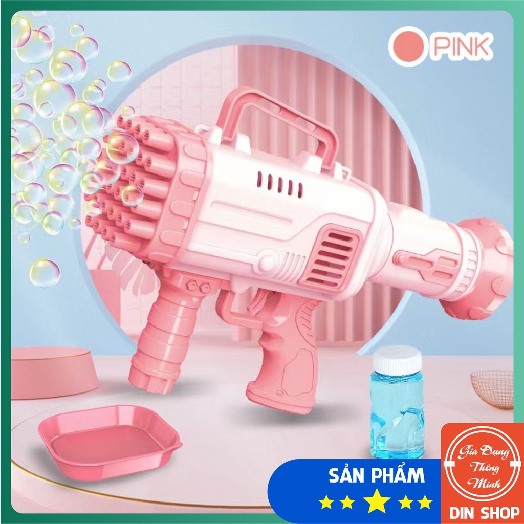 Súng Bắn Bong Bóng Xà Phòng 21 Nòng 👑GIÁ HỦY DIỆT👑 Súng Thổi Bong Bóng Chạy Bằng Pin Siêu Mạnh An Toàn Cho Bé Din Shop