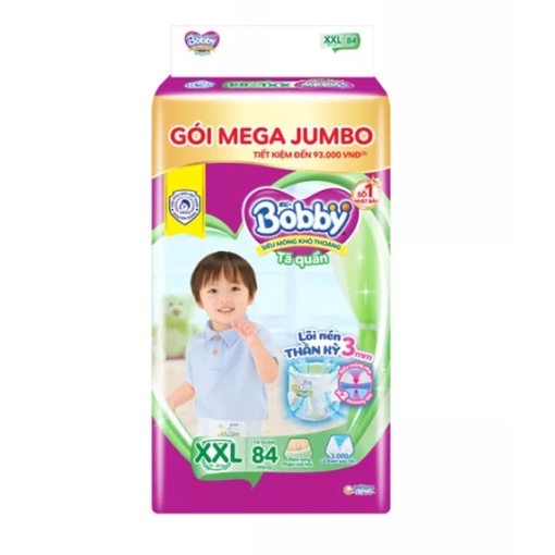 Tã quần Bobby Mega Jumbo : M124-L108-XL96-XXL88