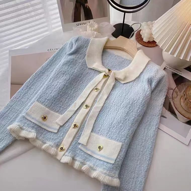 Áo Sweater Dệt Kim Tay Dài Thắt Nơ Màu Sắc Ngọt Ngào Thời Trang Mùa Xuân Cho Nữ