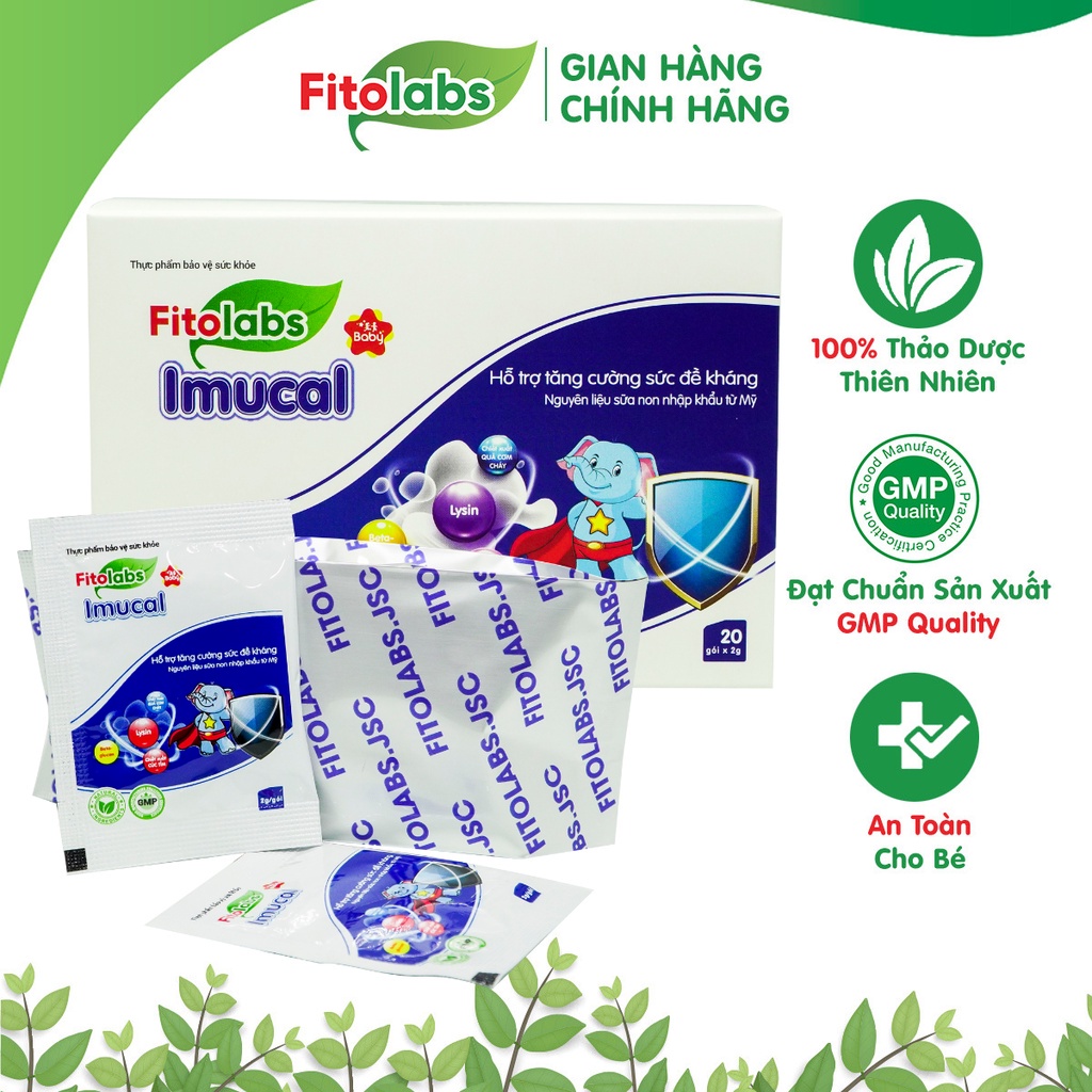 Cốm tăng đề kháng cho bé Fitolabs Imucal giúp kích thích vị giác ăn ngon miệng hấp thu tốt khỏe mạnh Hộp 20 Gói
