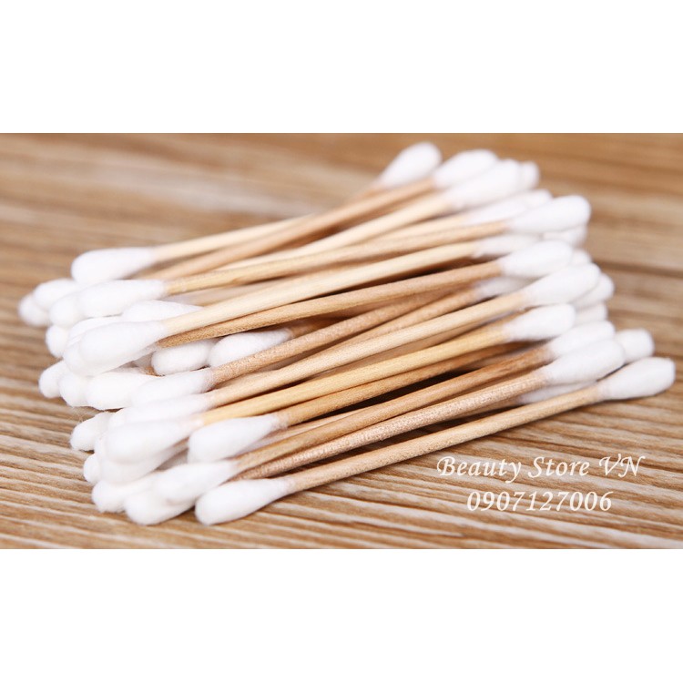 [FREESHIP] Gói 100 Tăm Bông Ngoáy Tai Thân Gỗ 2 Đầu Đa Năng