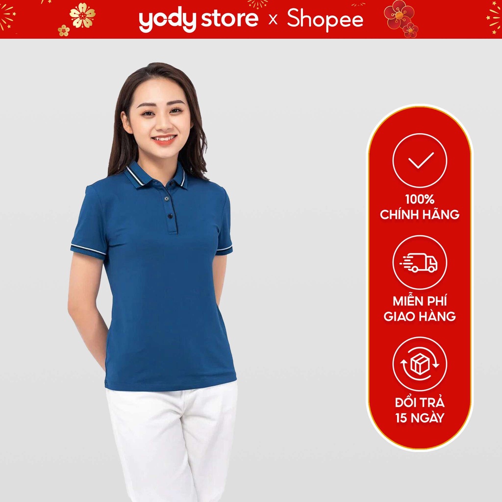 Áo polo nữ Coolmax phối bo Yody cao cấp, mềm, xốp, thoáng mát, ít nhàu  APN3724