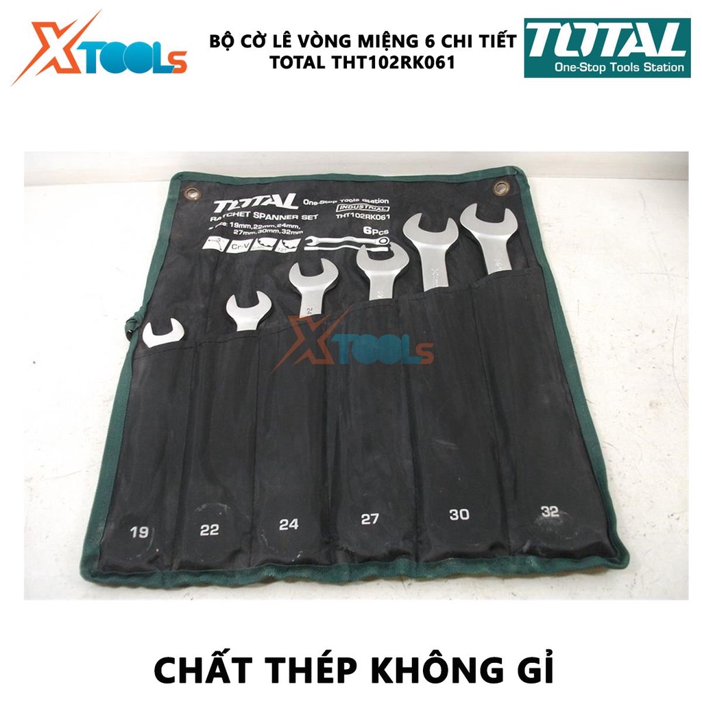 Bộ cờ lê vòng miệng 6 chi tiết TOTAL THT102RK061 | bộ cờ lê miệng vòng 2 chiều kích thước 19-32mm [CHÍNH HÃNG] [XTOOLs]