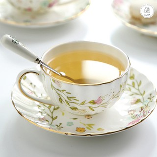 Set tách trà kèm đĩa và thìa hơi thở mùa xuân cao cấp