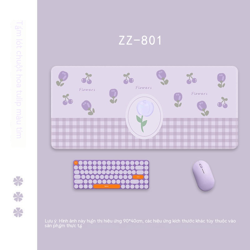 Thảm Lót Chuột Máy Tính Mềm Mại Hình Hoa Tulip Màu Tím Cỡ Lớn