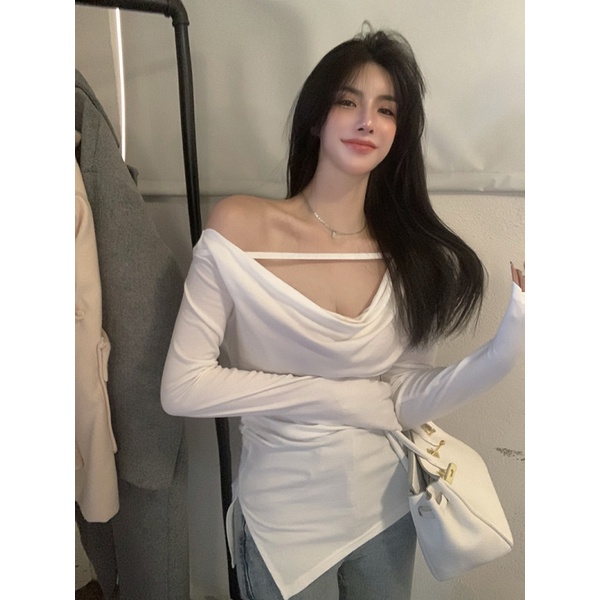 Áo Thun Nữ Dài Tay Cổ Chữ V Thời Trang Hàn Quốc