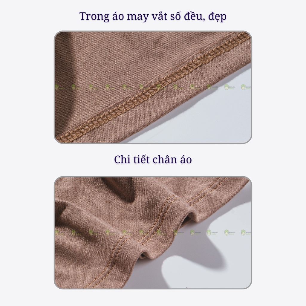 Bộ Dài Tay Bé Gái, Bé Trai KIMCHIBABY Vải Thun Lạnh Hoạ Tiết Mặt Gấu Dễ Thương, Bộ Quần Áo Trẻ Em Thu Đông KWTD2202
