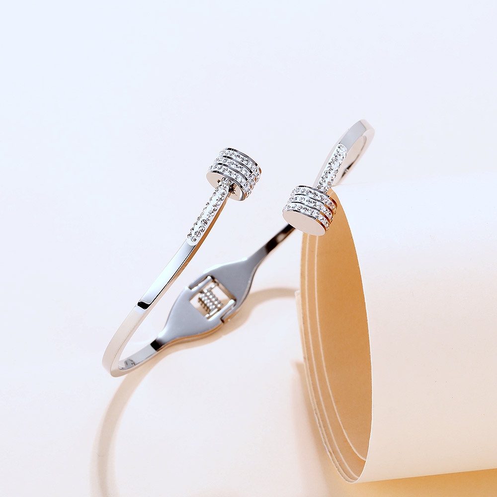 Vòng đeo tay OPK GH999 bằng thép titan khảm đá zircon kiểu Hàn sang trọng dành cho nữ