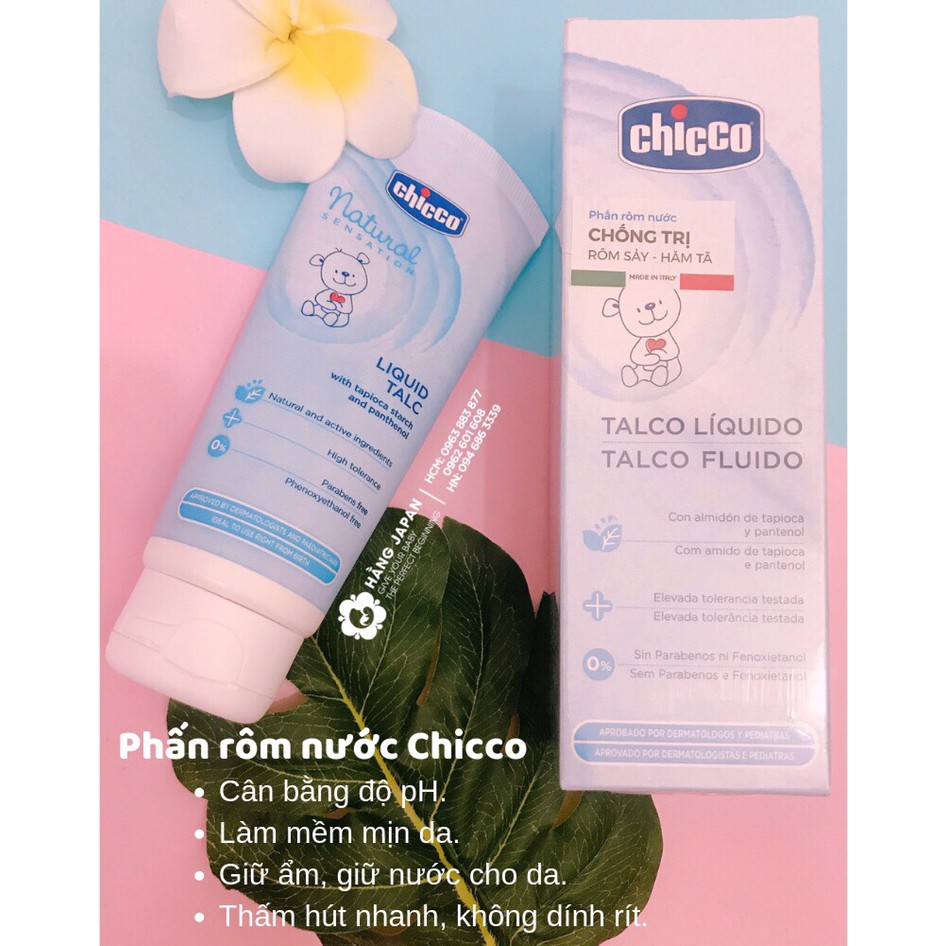 Phấn rôm nước chống hăm Chicco Ý 100ml an toàn cho bé từ sơ sinh hàng chính hãng