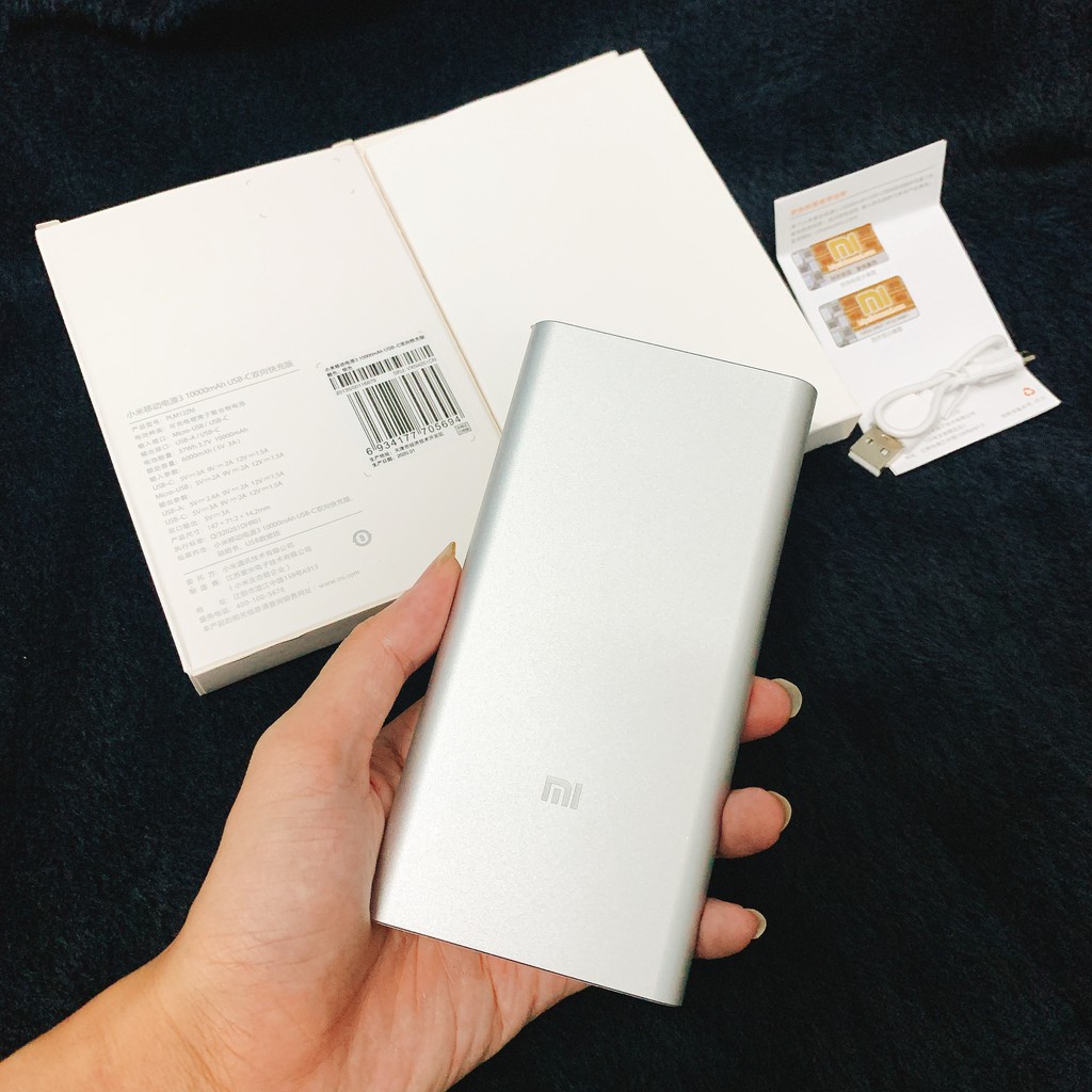 Sạc dự phòng xiaomi 🌈FREESHIP🌈 gen 2 - gen 3 10000mah 2.usb có tích hợp sạc nhanh (full box + logo x