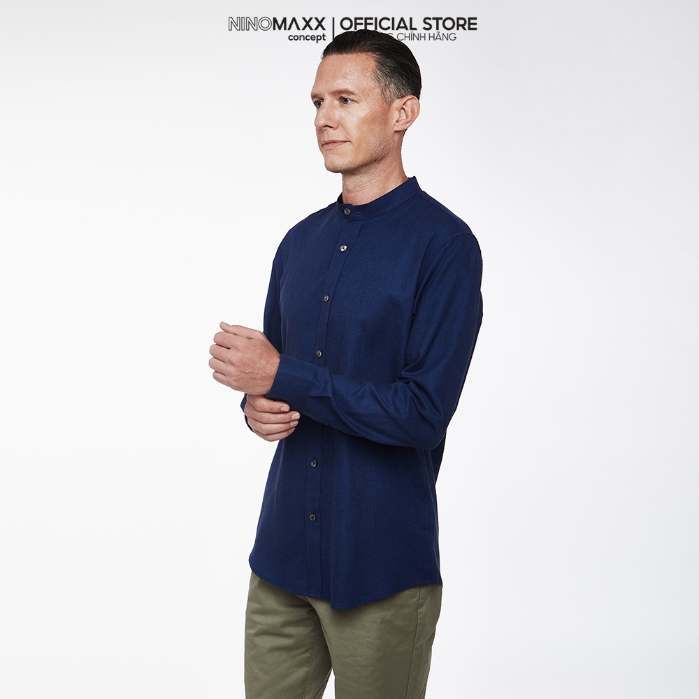 N&amp;M Áo sơ mi Nam tay dài chất liệu cotton linen 1908087