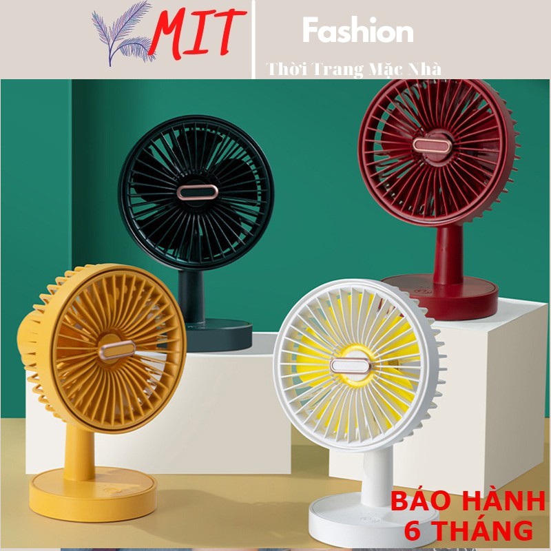 Quạt Tích Điện Mini 5 Cánh - Quạt Sạc Tích điện có xoay - Tích Hợp Đèn ngủ ban đêm - Đặc Biệt An Toàn Với Trẻ Nhỏ [MIT]