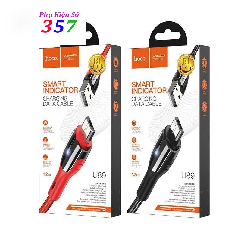 Cáp sạc nhanh Hoco U89 cho Android IOS Dây Dù 1.2M - BH 1 Năm Chính Hãng