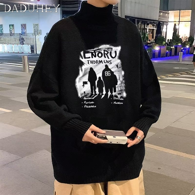 DaDuHey Ins Fashionable Printed Long Sleeve Top Men's Autumn Korean-Style Fashionable Loose Sweater