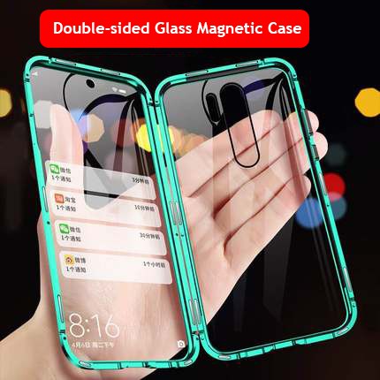 Ốp điện thoại hai mặt kính cường lực có nam châm chống sốc cho OPPO A9 2020 A5 2020