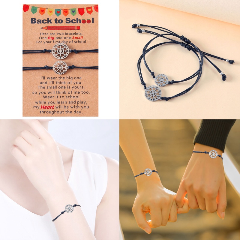 Flgo Vòng Tay Bện Bằng Thép Không Gỉ Hình Bánh Lái Xe Cho Gia Đình