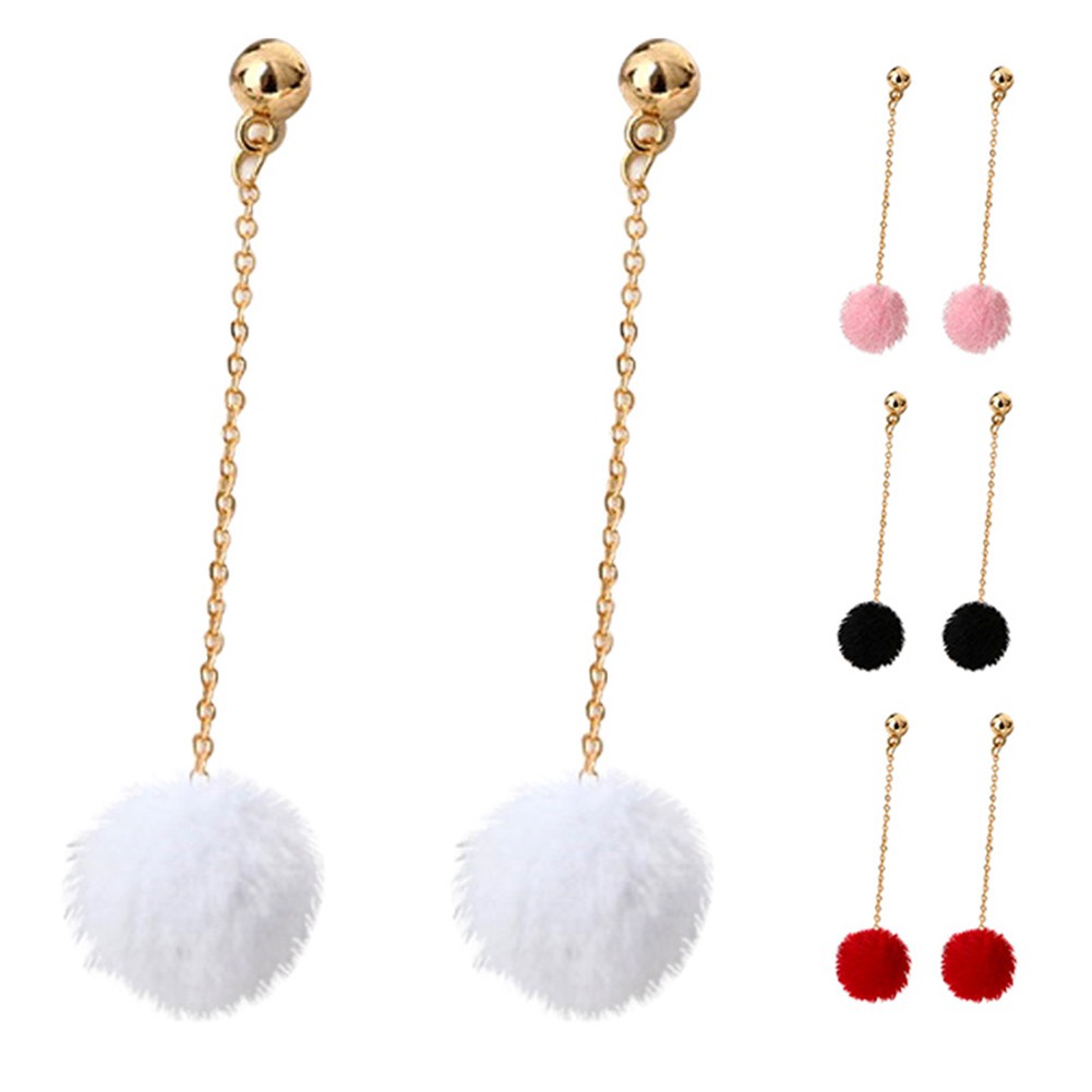 Đôi Khuyên Tai DàI PhốI Quả Pompom Dễ Thương ThờI Trang Cho Nữ